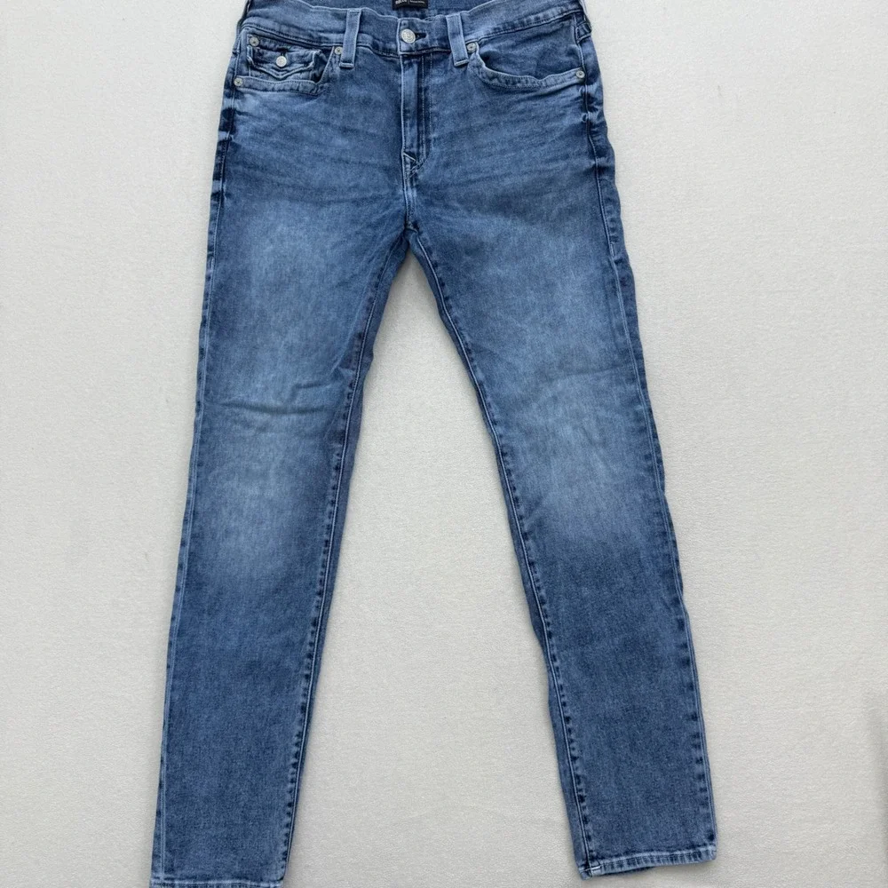 True Religion Rocco Relaxed Skinny Mens Size 36‎ Jeans Blue Acid Wash Pockets
